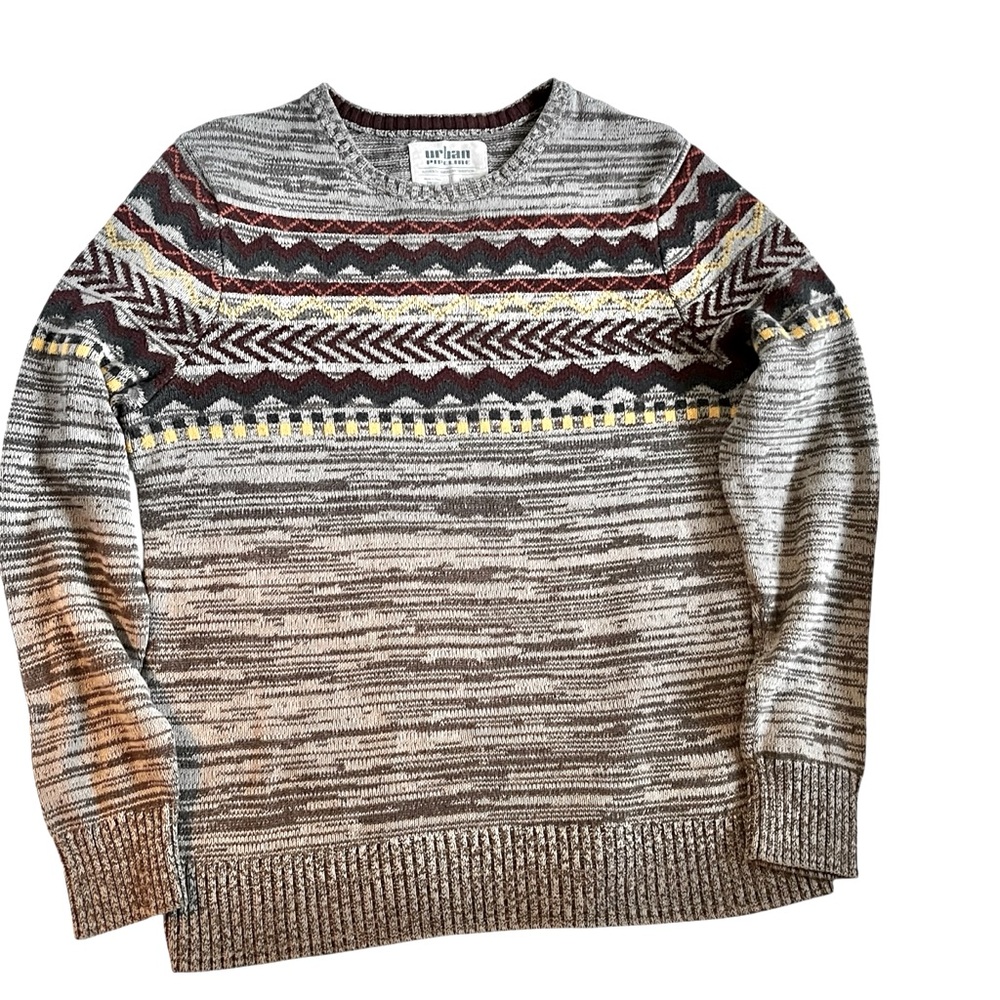 Urban Pipeline Large Cotton Blend Longsleeve Sweater Blue/Grey & Accent Pattern